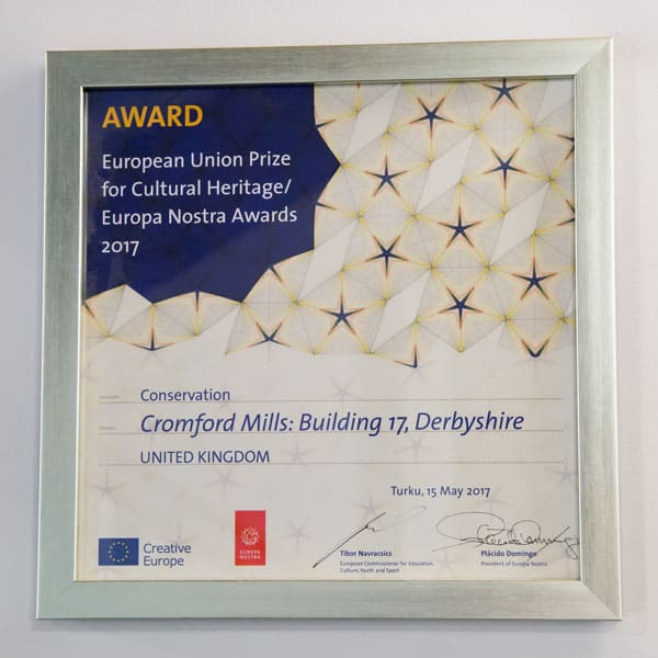 Cromford Creative Cultural Heritage Europa Nostra Award 2017